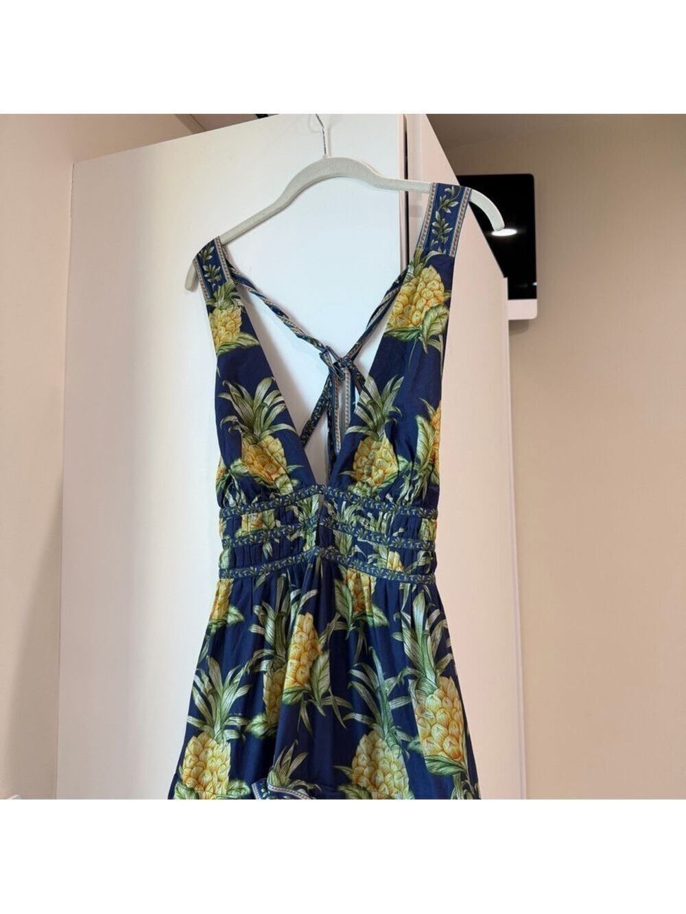 FARM Rio Navy Blue Pineapple Halter Midi Dress - Picture 2 of 8